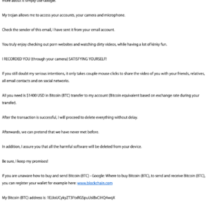 フィッシングメール情報「I RECORDED YOU!」