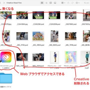 Adobe「Creative Cloud 同期済みファイルの提供終了」の対策。